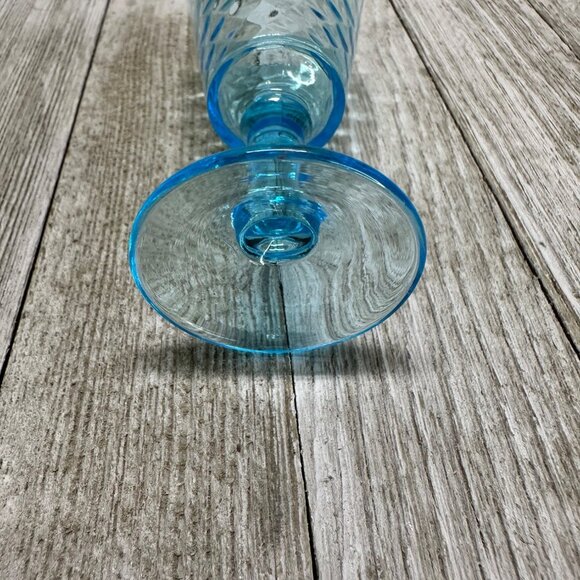 Vtg EAPG Bryce Brothers Style Shot Glass Diamond Quilted Aqua Blue Glass 4" Tall - Picture 5 of 11